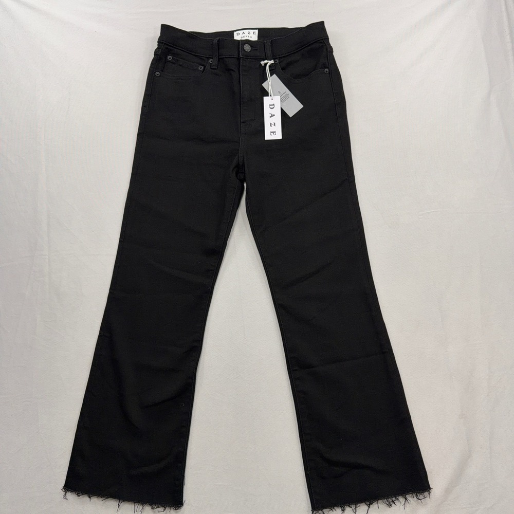 Daze Denim Shy Girl High Rise Crop Flare Jeans Black Mens Size 29 NWT